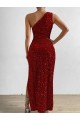 Magasins de Rouge Fourreau Paillettes Velours Longue Robes de bal
