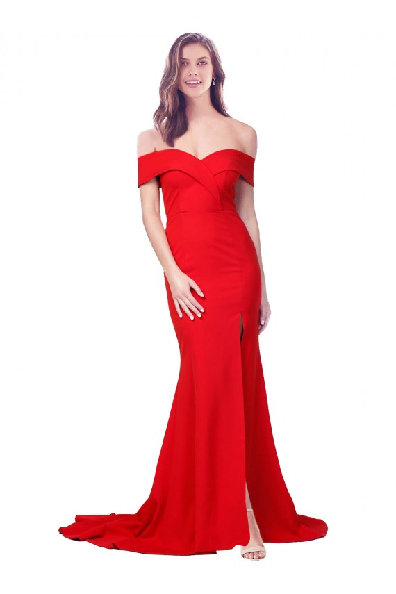 Magasins de Rouge Sirène Crêpe Stretch Longue Formelles Robes demoiselle d'honneur / Robes de soirée / Robes de bal