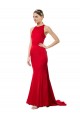 Magasins de Rouge Sirène Licou Col Haut Crêpe Stretch Longue Formelles Robes demoiselle d'honneur / Robes de soirée / Robes de bal