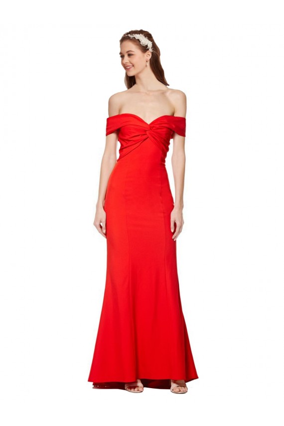 Magasins de Rouge Sirène Épaule Dénudée Crêpe Stretch Longue Formelles Robes demoiselle d'honneur / Robes de soirée / Robes de bal