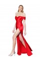 Magasins de Rouge Sirène Épaule Dénudée Satiné Stretch Longue Formelles Robes demoiselle d'honneur / Robes de soirée / Robes de bal