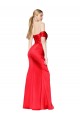 Magasins de Rouge Sirène Épaule Dénudée Satiné Stretch Longue Formelles Robes demoiselle d'honneur / Robes de soirée / Robes de bal