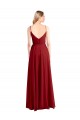 Magasins de Rouge Trapèze Bretelles spaghetti Col V Mousseline Longue Robes demoiselle d'honneur