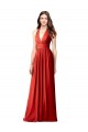 Magasins de Rouge Trapèze Licou Col V Mousseline Longue Robes demoiselle d'honneur