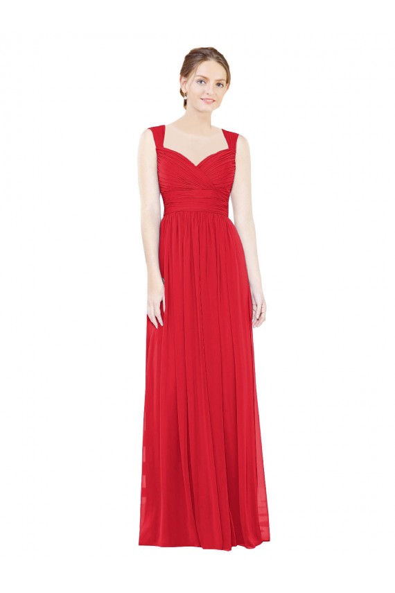 Magasins de Rouge Trapèze Mousseline Longue Robes demoiselle d'honneur