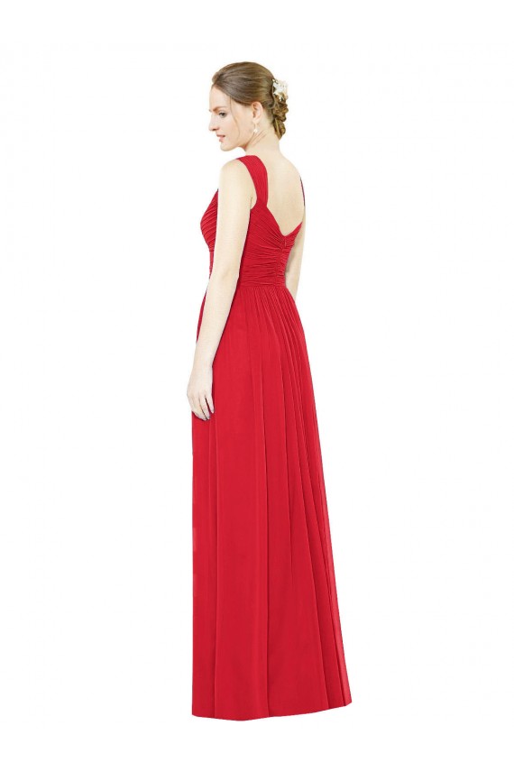 Magasins de Rouge Trapèze Mousseline Longue Robes demoiselle d'honneur