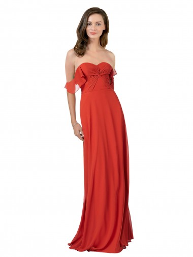 Magasins de Rouge Trapèze Sans bretelle Mousseline Longue Robes demoiselle d'honneur