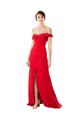 Magasins de Rouge Trapèze Épaule Dénudée Crêpe Stretch Longue Formelles Robes demoiselle d'honneur / Robes de soirée / Robes de bal