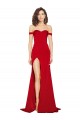 Magasins de Rouge Trapèze Épaule Dénudée Satiné Soyeux Longue Formelles Robes demoiselle d'honneur / Robes de soirée / Robes de bal