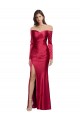 Magasins de Rouge foncé Fourreau Satiné Stretch Longue Formelles Robes demoiselle d'honneur / Robes de soirée / Robes de bal