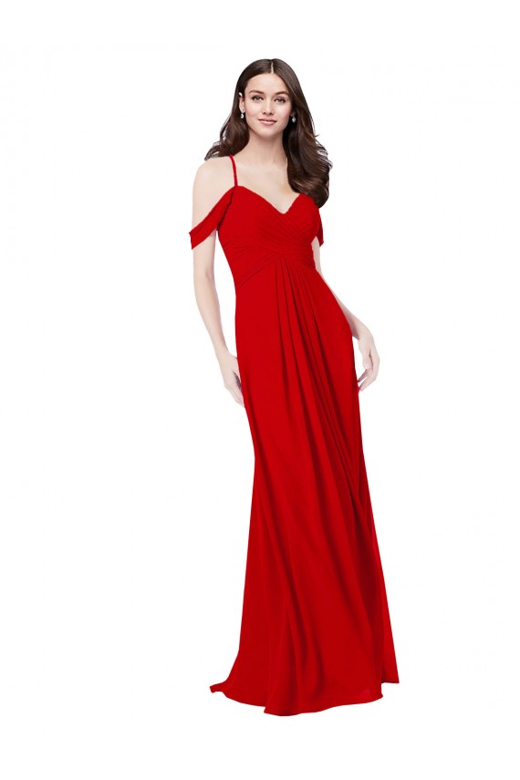 Magasins de Rouge foncé Trapèze Col V Mousseline Longue Robes demoiselle d'honneur