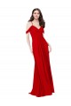 Magasins de Rouge foncé Trapèze Col V Mousseline Longue Robes demoiselle d'honneur