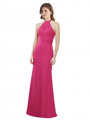 Magasins de Rubis Trapèze Licou Mousseline Longue Robes demoiselle d'honneur