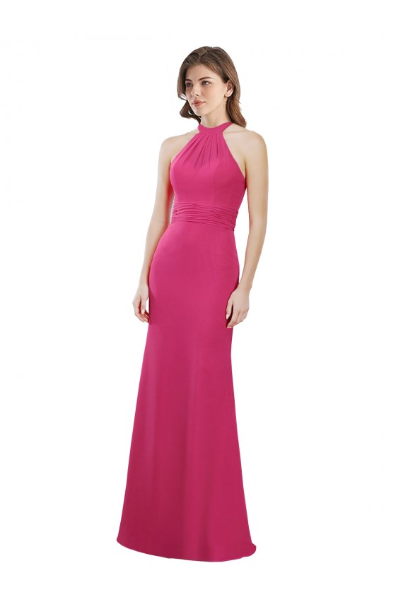 Magasins de Rubis Trapèze Licou Mousseline Longue Robes demoiselle d'honneur
