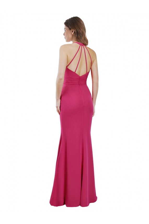 Magasins de Rubis Trapèze Licou Mousseline Longue Robes demoiselle d'honneur