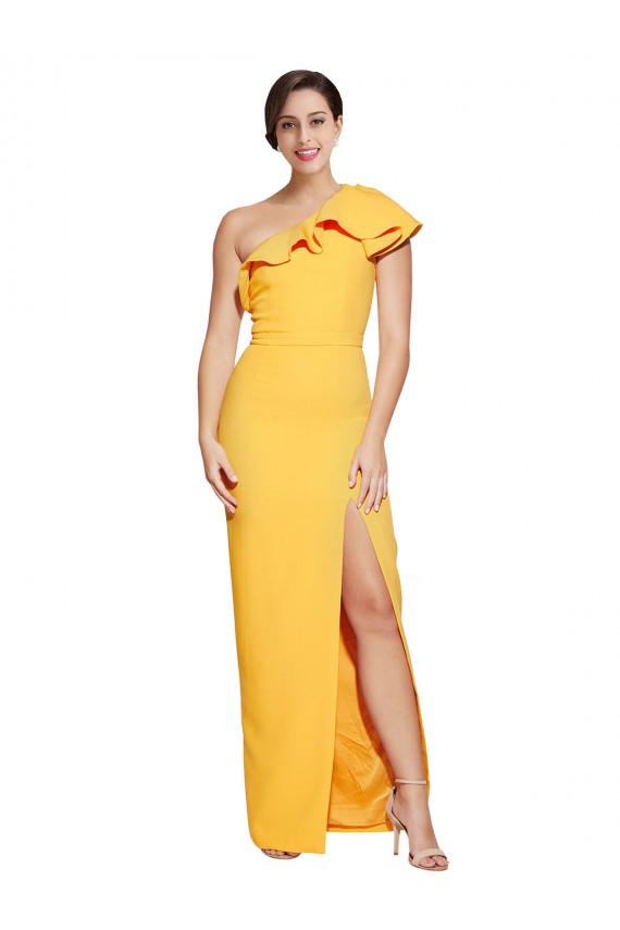 Magasins de Safran Fourreau Crêpe Stretch Longue Formelles Robes demoiselle d'honneur / Robes de soirée / Robes de bal