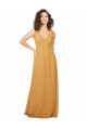 Magasins de Safran Trapèze Col V Mousseline Longue Robes demoiselle d'honneur