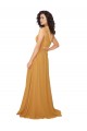 Magasins de Safran Trapèze Col V Mousseline Longue Robes demoiselle d'honneur