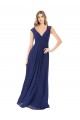 Magasins de Saphir Trapèze Col V Mousseline Longue Robes demoiselle d'honneur