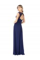 Magasins de Saphir Trapèze Col V Mousseline Longue Robes demoiselle d'honneur