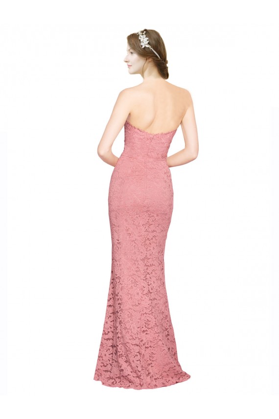 Magasins de Saumon Sirène Sans bretelle Dentelle Longue Robes demoiselle d'honneur / Robes de bal