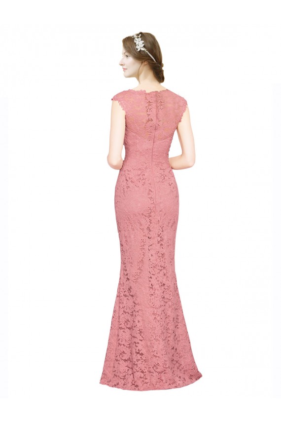 Magasins de Saumon Sirène Sans bretelle Dentelle Longue Robes demoiselle d'honneur / Robes de bal