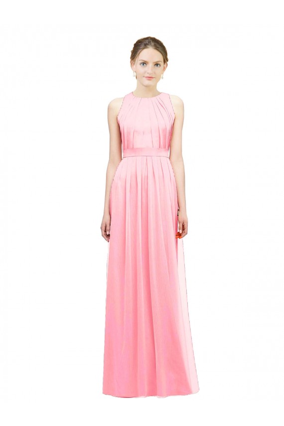 Magasins de Saumon Trapèze Licou Mousseline Longue Robes demoiselle d'honneur