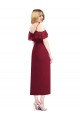 Magasins de Saumon Trompette Bretelles spaghetti Col V Mousseline Courte Asymétrique Robes demoiselle d'honneur