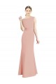 Magasins de Sirène Col Bateau Col Haut Mousseline Longue Robes demoiselle d'honneur