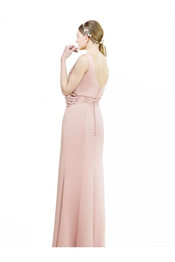 Magasins de Sirène Col Bateau Col Haut Mousseline Longue Robes demoiselle d'honneur