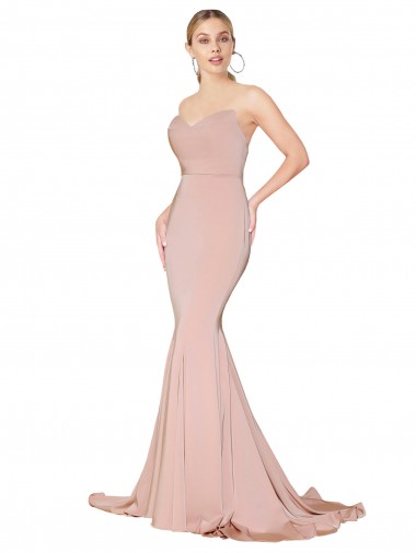 Magasins de Sirène Col Haut Crêpe Stretch Longue Formelles Robes demoiselle d'honneur / Robes de soirée / Robes de bal