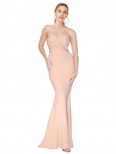 Magasins de Sirène Col Haut Crêpe Stretch Longue Formelles Robes demoiselle d'honneur / Robes de soirée / Robes de bal