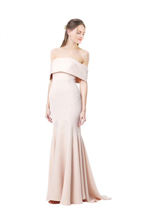 Magasins de Sirène Épaule Dénudée Col Haut Crêpe Stretch Longue Formelles Robes demoiselle d'honneur / Robes de soirée / Robes de bal