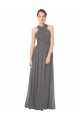 Magasins de Stormy Silver Trapèze Licou Mousseline Longue Robes demoiselle d'honneur