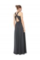 Magasins de Stormy Silver Trapèze Licou Mousseline Longue Robes demoiselle d'honneur