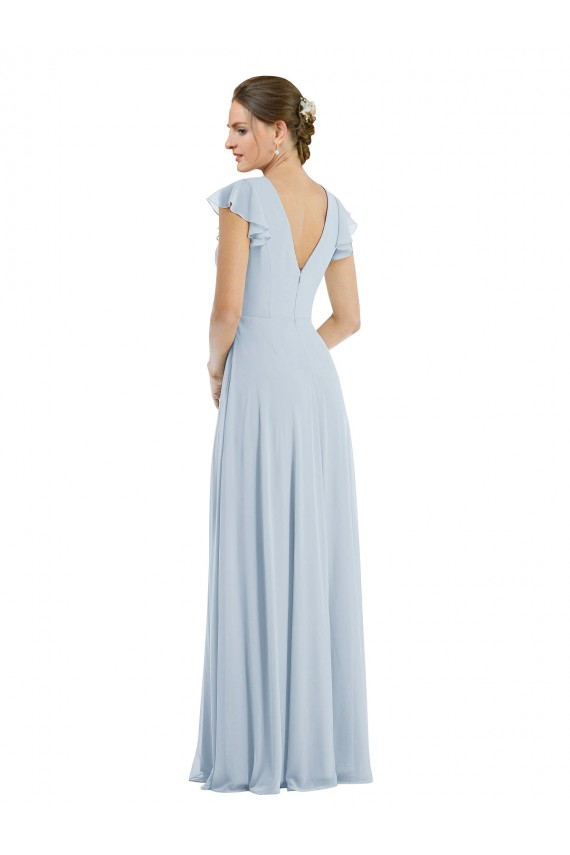 Magasins de Trapèze Bateau Mousseline Longue Formelles Robes demoiselle d'honneur / Robes de soirée