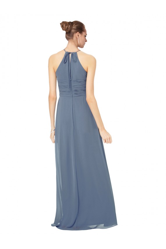 Magasins de Trapèze Bretelles spaghetti Mousseline Longue Robes demoiselle d'honneur