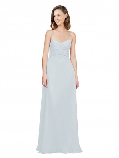 Magasins de Trapèze Bretelles spaghetti Mousseline Longue Robes demoiselle d'honneur