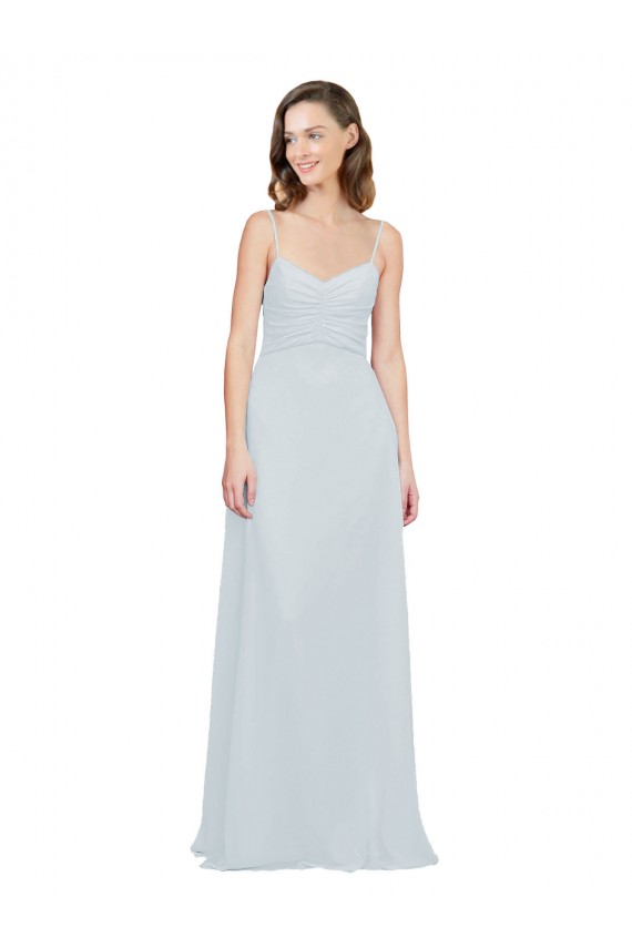Magasins de Trapèze Bretelles spaghetti Mousseline Longue Robes demoiselle d'honneur