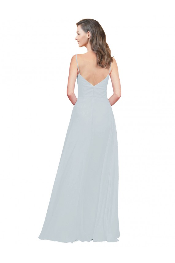 Magasins de Trapèze Bretelles spaghetti Mousseline Longue Robes demoiselle d'honneur