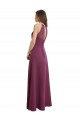 Magasins de Trapèze Col Haut Mousseline Longue Robes demoiselle d'honneur
