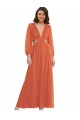 Magasins de Trapèze Col V Mousseline Longue Asymétrique Robes demoiselle d'honneur