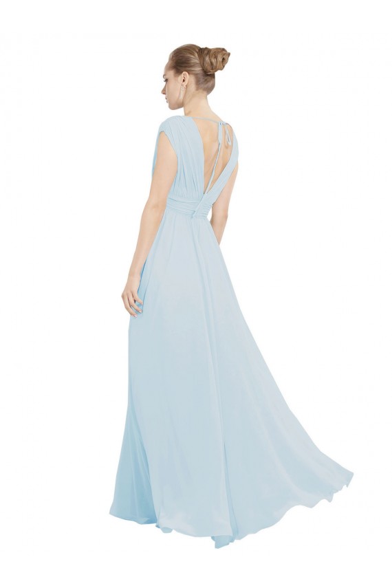 Magasins de Trapèze Col V Mousseline Longue Robes demoiselle d'honneur