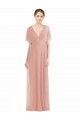 Magasins de Trapèze Col V Mousseline Longue Robes demoiselle d'honneur