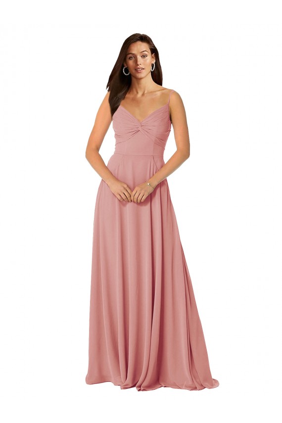 Magasins de Trapèze Col V Mousseline Longue Robes demoiselle d'honneur