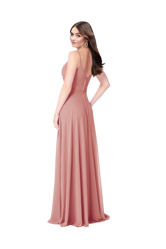 Magasins de Trapèze Col V Mousseline Longue Robes demoiselle d'honneur