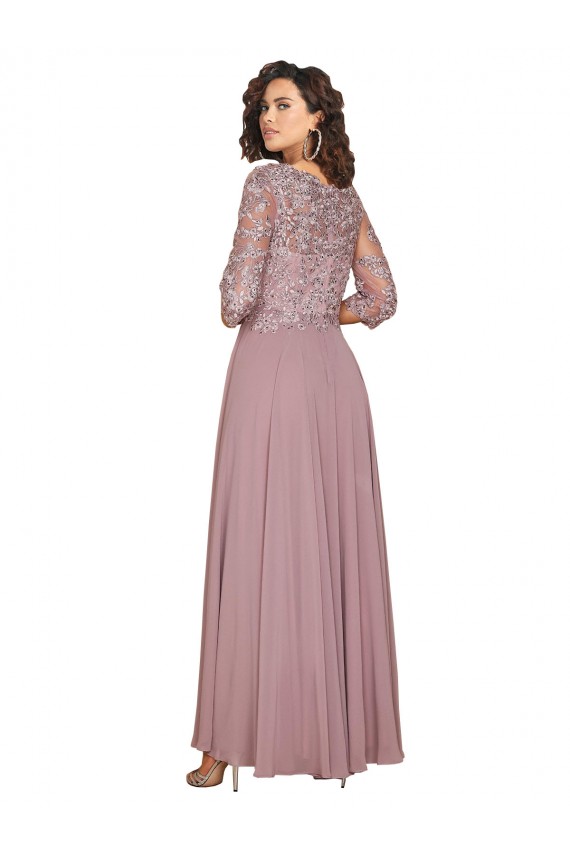 Magasins de Trapèze Col V Mousseline Longue Robes demoiselle d'honneur / Robes de bal