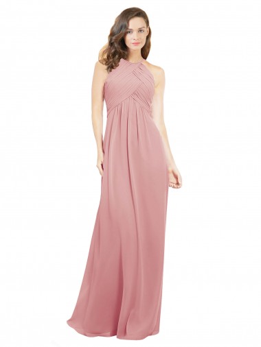 Magasins de Trapèze Licou Mousseline Longue Robes demoiselle d'honneur