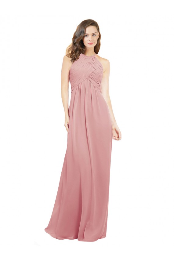 Magasins de Trapèze Licou Mousseline Longue Robes demoiselle d'honneur