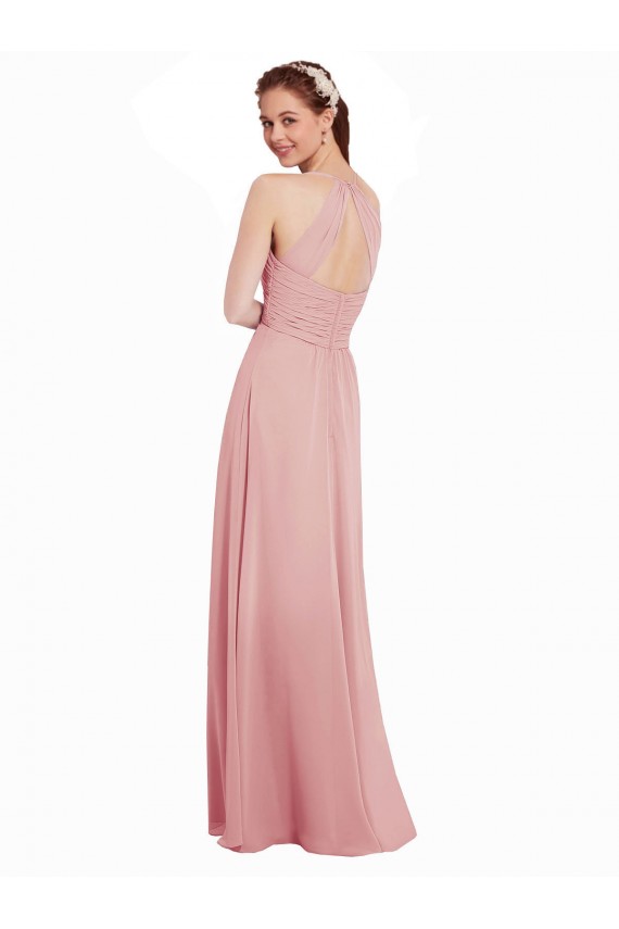 Magasins de Trapèze Licou Mousseline Longue Robes demoiselle d'honneur